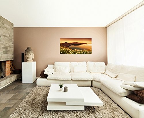 120x60cm - Fotodruck auf Leinwand und Rahmen Santorini...