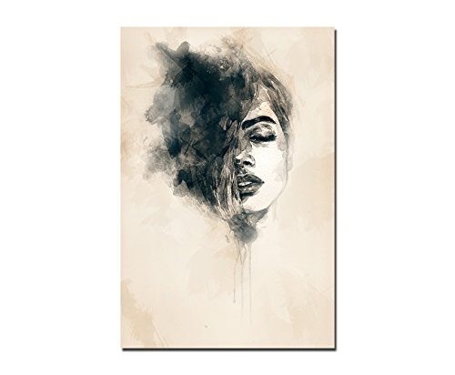 120x60cm - Fotodruck auf Leinwand und Rahmen Handmalerei Frau Gesicht abstrakt - Leinwandbild auf Keilrahmen modern stilvoll - Bilder und Dekoration