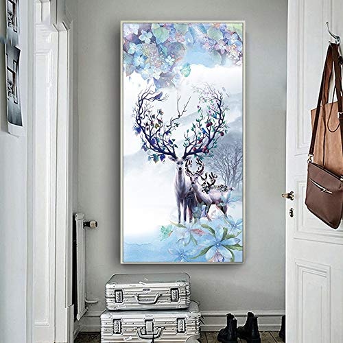 Nordic Porch Dekorative Malerei Wohnzimmer Esszimmer Flur Gang Hintergrund Kreative Kunst Feng Shui Lucky Deer Hängen Malerei A 90 * 180