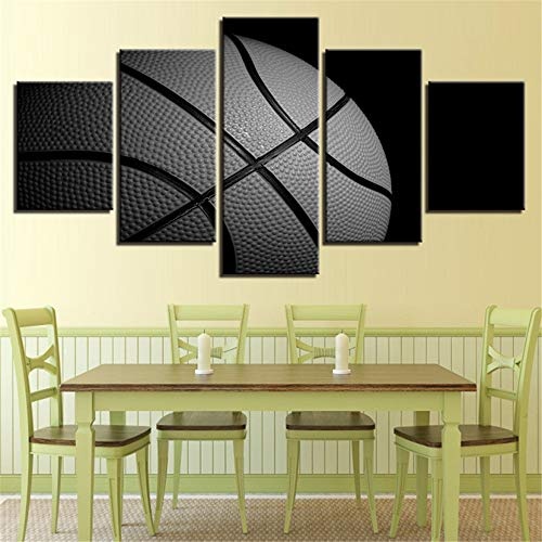 Fengfeng Leinwand Wandgemälde, Basketball Wandkunst Dekor für Wohnzimmer, Moderne Giclée-Drucke, gestreckt und gerahmt, Inneneinrichtungen 5 Panels (20W x 10H),D