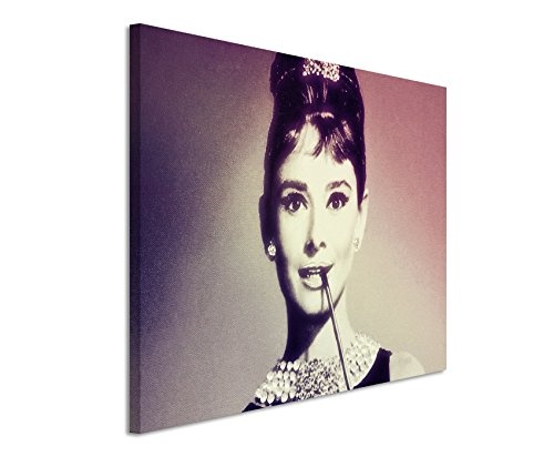 Augenblicke Wandbilder 120x80cm XXL riesige Bilder fertig gerahmt mit Echtholzrahmen in Mauve Venedig Italien Filmstar Audrey Hepburn