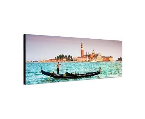 Venedig Italien 150x50cm Panorama Wandbild auf Leinwand und Keilrahmen fertig zum aufhängen - Unsere Bilder auf Leinwand bestechen durch ihre ungewöhnlichen Formate und den extrem detaillierten Druck aus bis zu 100 Megapixel hoch aufgelösten Fotos.