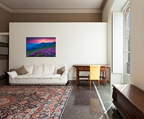 Augenblicke Wandbilder 120x80cm - Fotodruck auf Leinwand und Rahmen Alpenrosen Wiese Berge Landschaft - Leinwandbild auf Keilrahmen modern stilvoll - Bilder und Dekoration