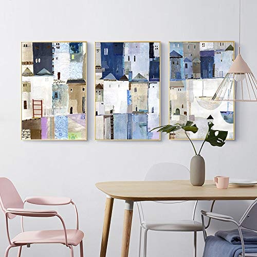 Abstrakte Malerei Moderne minimalistische nordische Wandmalerei Sofa Zurück Wandbild Kombination Triptychon A 50 * 70