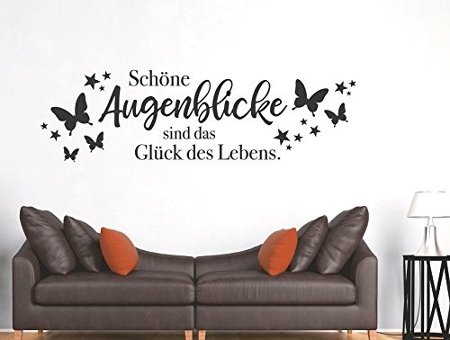 tjapalo® s-pkm428 Wandtattoo Schlafzimmer Wohnzimmer Wandspruch Sprüche Schöne Augenblicke sind das Glück des Lebens (B58 x H17 cm)