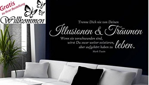 WANDTATTOO Sprüche/Zitate ***Augenblicke & Momente*** + Willkommen 30cm (Träume und Illusionen, 140cm x 48cm)