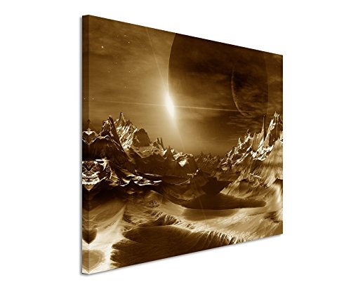 Augenblicke Wandbilder 120x80cm XXL riesige Bilder fertig gerahmt mit Keilrahmenin Sepia Computer Artwork Alien Planet