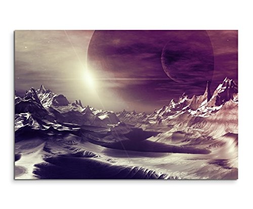Augenblicke Wandbilder 120x80cm XXL riesige Bilder fertig gerahmt mit Echtholzrahmen in Mauve Computer Artwork Alien Planet