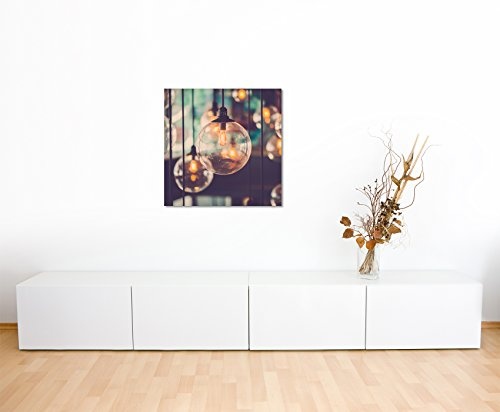 Quadratische Fotoleinwand 90x90cm Künstlerische Fotografie - Designer Glühbirnen auf Leinwand exklusives Wandbild moderne Fotografie für ihre Wand in vielen Größen