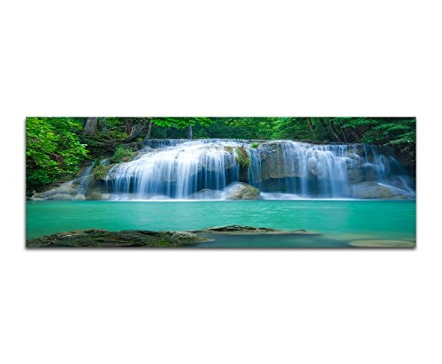 Augenblicke Wandbilder Leinwandbild als Panorama in 150x50cm Thailand Nationalpark Erawan Wasserfall Natur