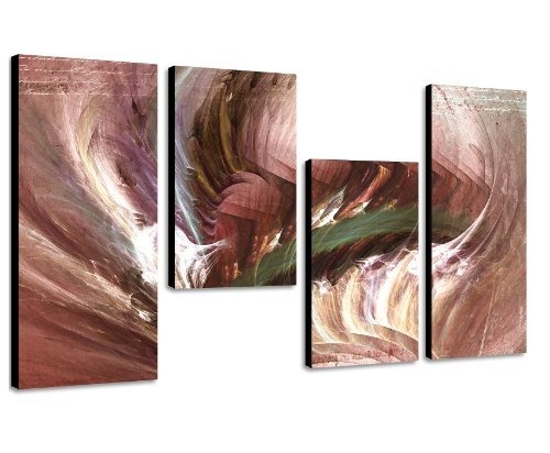 Augenblicke Wandbilder Abstrakte Kreation - 130x70cm 4 teiliges Keilrahmenbild (30x70+30x50+30x50+30x70cm) abstraktes Wandbild mehrteilig Gemälde-Stil handgemalte Optik Vintage