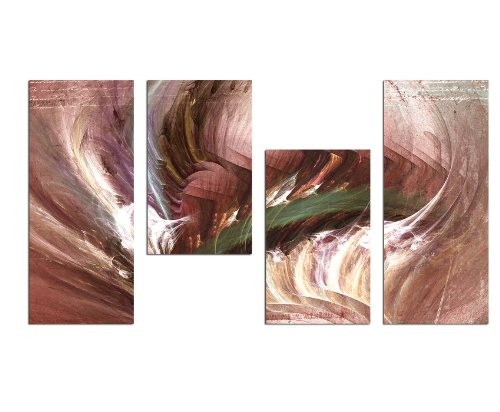 Augenblicke Wandbilder Abstrakte Kreation - 130x70cm 4 teiliges Keilrahmenbild (30x70+30x50+30x50+30x70cm) abstraktes Wandbild mehrteilig Gemälde-Stil handgemalte Optik Vintage