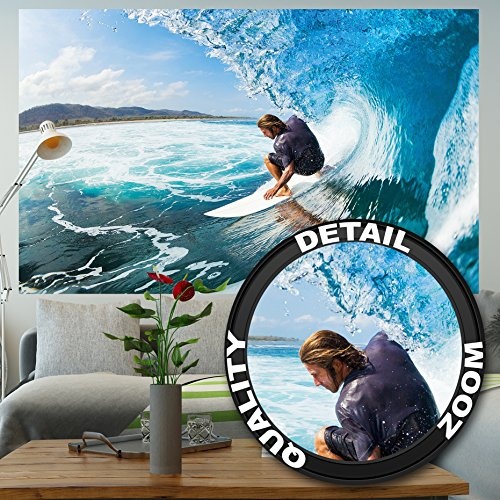 great-art Poster Wellenreiter Wandbild Dekoration Sport Meer Natur Beach Welle Surfen Ozean Surfbrett Surfboard Wassersport | Wandposter Fotoposter Wanddeko Bild Wandgestaltung by (140 x 100 cm)