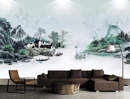 LWATML 3D Tapeten Mode Dekorative Malerei 3D Tapete Chinesischen Stil Wasser Tinte Landschaft Tv Hintergrund Tapeten Wohnkultur-300X210Cm