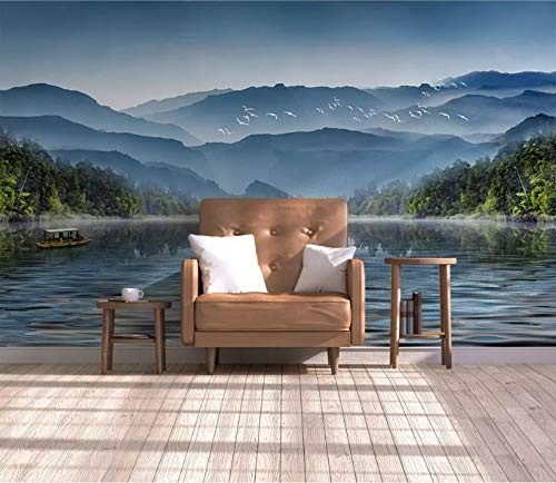 LWATML 3D Tapeten Mode Dekorative Malerei 3D Tapete Chinesischen Stil Tinte Landschaft Wasser Tv Hintergrund Tapeten Wohnkultur-350X256Cm