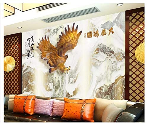 LWATML 3D Tapeten Neue Chinesische Mode-Klassiker 3D Tapete Lebensechte Steinadler Hintergrund Dekorative Malerei Tapeten Wohnkultur-350X256Cm