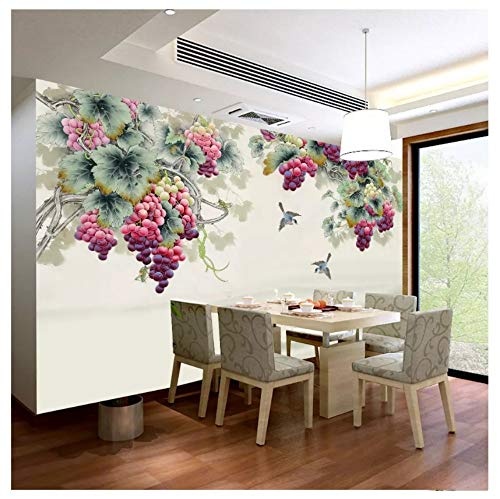 LWATML 3D Tapeten Dicke Seidige Dekorative Malerei Tapete Im Chinesischen Stil Handgemalte Vögel Blumen Hintergrund 3D Tapete-250X193Cm