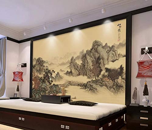 LWATML 3D Tapeten Mode Dekorative Malerei 3D Tapete Im Chinesischen Stil Montain Tinte Landschaft Tv Hintergrund Tapeten Wohnkultur-520X290Cm