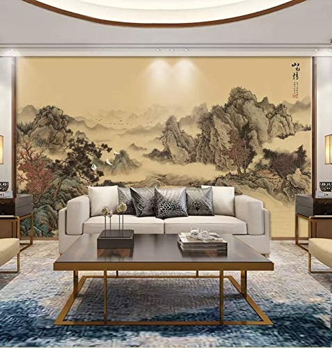 LWATML 3D Tapeten Mode Dekorative Malerei 3D Tapete Im Chinesischen Stil Montain Tinte Landschaft Tv Hintergrund Tapeten Wohnkultur-520X290Cm