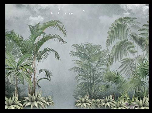 LWATML 3D Tapeten Klassische Tapete Nordic Handgemalte Frische Tropische Pflanzen Grüne Blätter Hintergrund Wandbilder-520X290Cm