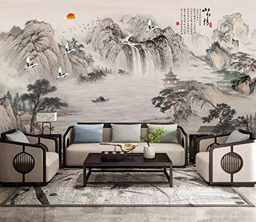 LWATML 3D Tapeten Mode Dekorative Malerei 3D Tapete Im Chinesischen Stil Montain Tinte Landschaft Tv Hintergrund Tapeten Wohnkultur-250X193Cm