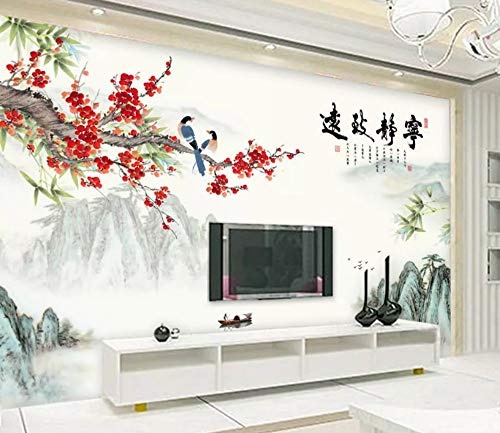 LWATML 3D Tapeten Mode Dekorative Malerei 3D Tapete Chinesischen Stil Blume Tinte Landschaft Tv Hintergrund Tapeten Wohnkultur-400X280Cm