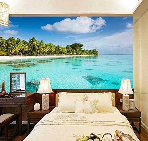 LWATML 3D Tapeten Hd Seaside Coconut Beach Tv Wand Hintergrundbild Papel De Parede Tapete Für Wände 3 D-250X193Cm