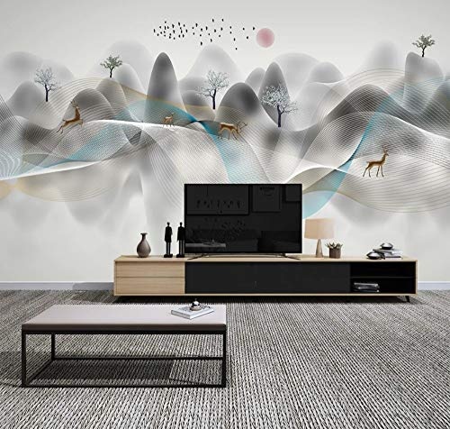 LWATML 3D Tapeten Moderne 3D Tapete Neue Chinesische Abstrakte Tinte Montain Landschaft Tv Dekorative Malerei Tapeten Wohnkultur-520X290Cm