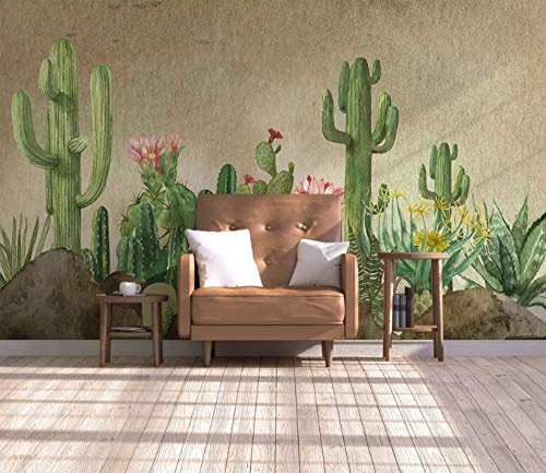 LWATML 3D Tapeten Mode Dekorative Malerei 3D Tapete Handgemalte Frische Garten Sukkulente Hintergrund-250X193Cm