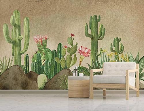 LWATML 3D Tapeten Mode Dekorative Malerei 3D Tapete Handgemalte Frische Garten Sukkulente Hintergrund-250X193Cm