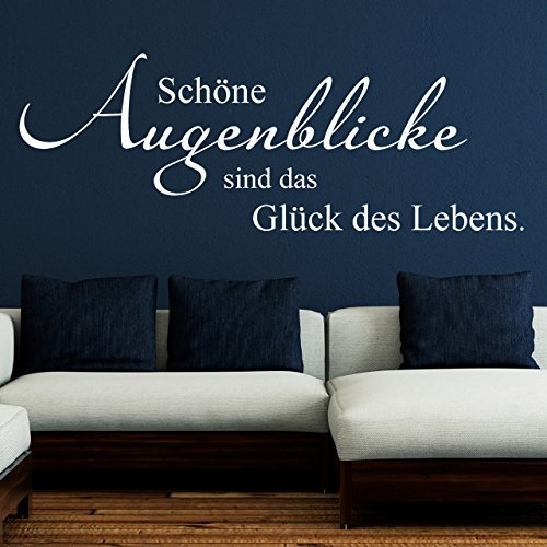 DESIGNSCAPE® Wandtattoo Augenblicke: Schöne Augenblicke sind das Glück des Lebens 60 x 21 cm (Breite x Höhe) pastell-blau DW801403-S-F99