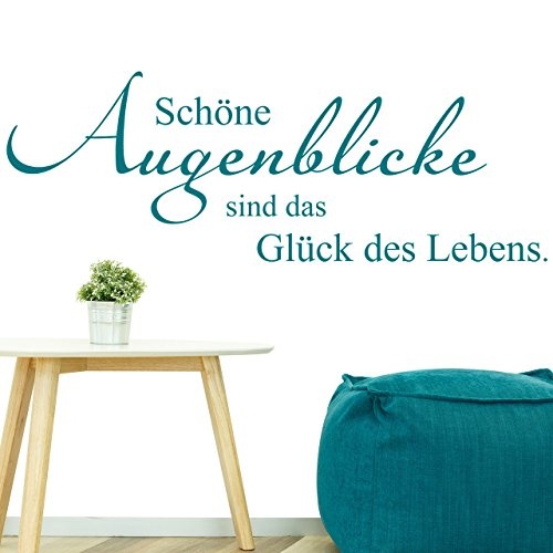 DESIGNSCAPE® Wandtattoo Augenblicke: Schöne Augenblicke sind das Glück des Lebens 60 x 21 cm (Breite x Höhe) pastell-blau DW801403-S-F99