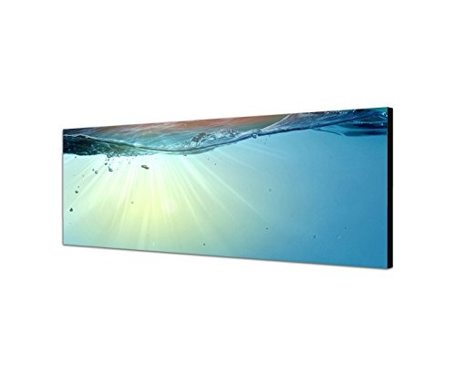 Augenblicke Wandbilder Leinwandbild als Panorama in 150x50cm Wasser Welle Unterwasser Sonnenuntergang