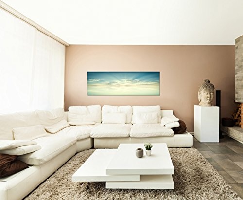 Augenblicke Wandbilder Keilrahmenbild Wandbild 150x50cm Wasser Himmel Wolken Sonnenlicht Reflexion