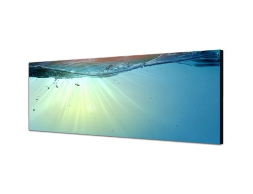Augenblicke Wandbilder Keilrahmenbild Wandbild 150x50cm Wasser Welle Unterwasser Sonnenuntergang