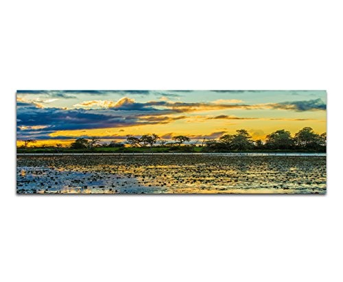 Augenblicke Wandbilder Keilrahmenbild Wandbild 150x50cm Brasilien Wasser Palmen Sonnenuntergang