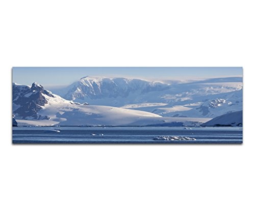 Augenblicke Wandbilder Keilrahmenbild Wandbild 150x50cm Antarktis Wasser Berge Schnee Eis Dunst