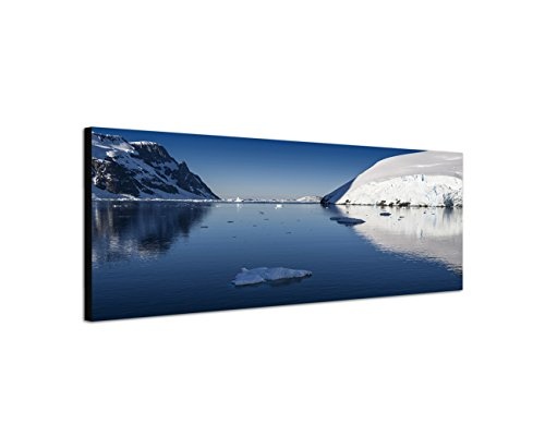 Augenblicke Wandbilder Keilrahmenbild Wandbild 150x50cm Antarktis Wasser Eisberge Schneelandschaft