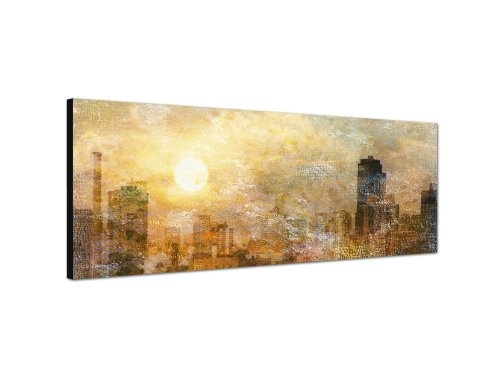 Augenblicke Wandbilder Keilrahmenbild Wandbild 150x50cm Stadt Wasser Sonne Wolken