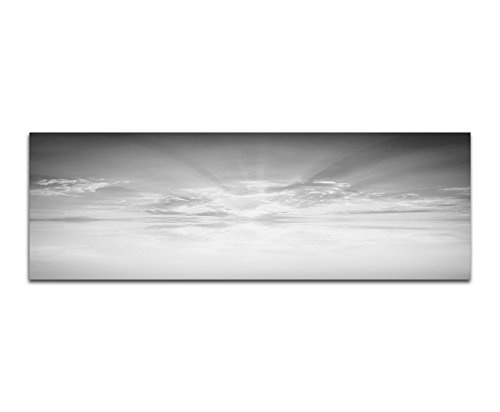 Augenblicke Wandbilder Keilrahmenbild Panoramabild SCHWARZ/Weiss 150x50cm Wasser Himmel Wolken Sonnenlicht Reflexion