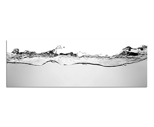 Augenblicke Wandbilder Keilrahmenbild Panoramabild SCHWARZ/Weiss 150x50cm Wasser Unterwasser Welle Luftblasen