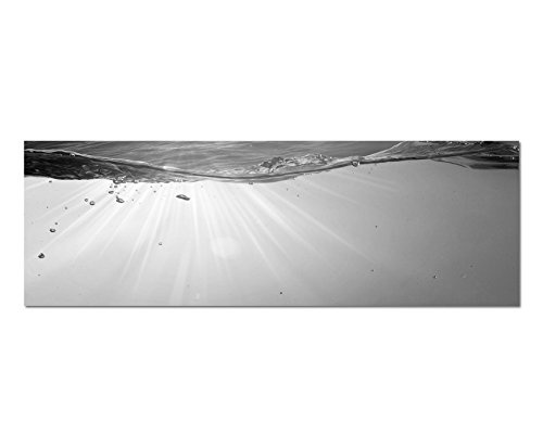 Augenblicke Wandbilder Keilrahmenbild Panoramabild SCHWARZ/Weiss 150x50cm Wasser Welle Unterwasser Sonnenuntergang
