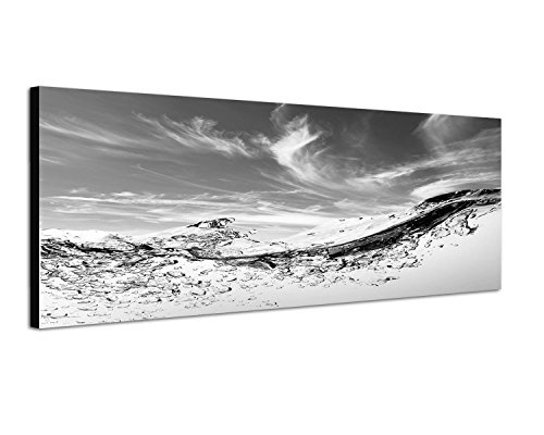 Augenblicke Wandbilder Keilrahmenbild Panoramabild SCHWARZ/Weiss 150x50cm Wasser Welle Blasen Himmel Wolkenschleier