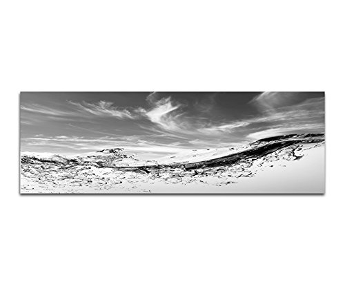 Augenblicke Wandbilder Keilrahmenbild Panoramabild SCHWARZ/Weiss 150x50cm Wasser Welle Blasen Himmel Wolkenschleier