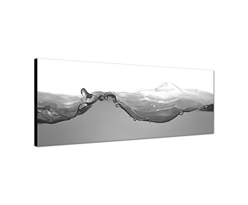 Augenblicke Wandbilder Keilrahmenbild Panoramabild SCHWARZ/Weiss 150x50cm Wasser Welle Luftblasen Unterwasser