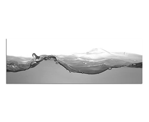 Augenblicke Wandbilder Keilrahmenbild Panoramabild SCHWARZ/Weiss 150x50cm Wasser Welle Luftblasen Unterwasser