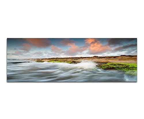 Augenblicke Wandbilder Keilrahmenbild Wandbild 150x50cm Florida Strand Wasser Wolken Sonnenaufgang