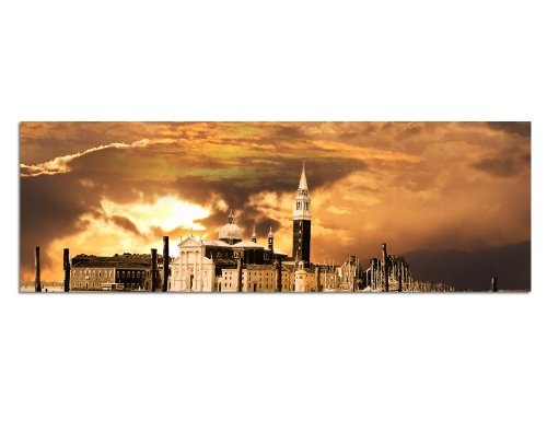 Augenblicke Wandbilder Keilrahmenbild Wandbild 150x50cm Venedig Gondeln Wasser Sonnenuntergang