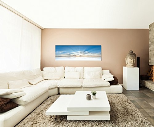 Augenblicke Wandbilder Keilrahmenbild Wandbild 150x50cm Wolkenschleier Sonne Wasser Spiegelung