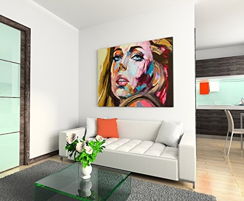 XXL Fotoleinwand 120x80cm Abstraktes Ölgemälde - Blonde Frau auf Leinwand exklusives Wandbild moderne Fotografie für ihre Wand in vielen Größen